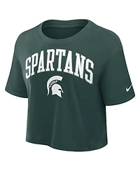 Nike Women's Green Michigan State Spartans Power Pursuit Athletic Prep Arch Performance Cropped T-Shirt