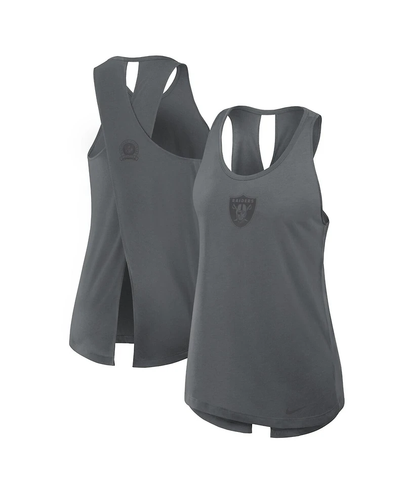 Nike Women's Gray Las Vegas Raiders Glory Crisscross Performance Tank Top