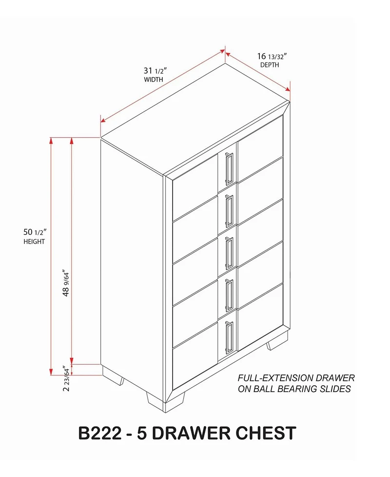 Kings Brand Furniture Dawson 5-Drawer Wooden Chest Dresser for Entryway, Bedroom, Light Brown