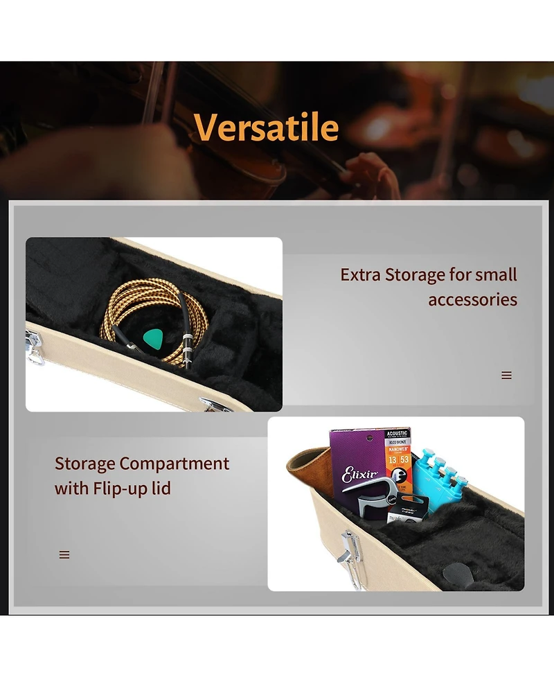 Acoustic Guitar Case Hard Dreadnought 41 Inch Carrying Wooden Hardshell with Lock for Airline Travel