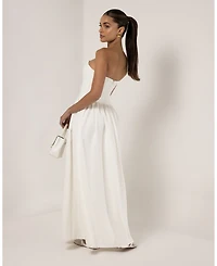 Heiress Beverly Hills Women's Strapless Corset Crepe Flare Maxi Dress