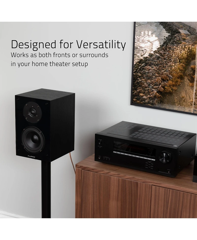Fluance Elite High Definition 2-Way Bookshelf Surround Sound Speakers for 2-Channel Stereo Listening or Home Theater System