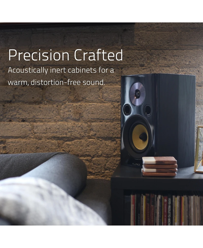 Fluance Signature HiFi 2-Way Bookshelf Surround Sound Speakers for 2-Channel Stereo Listening or Home Theater System - Natural Walnut/Pair (Hfsw)