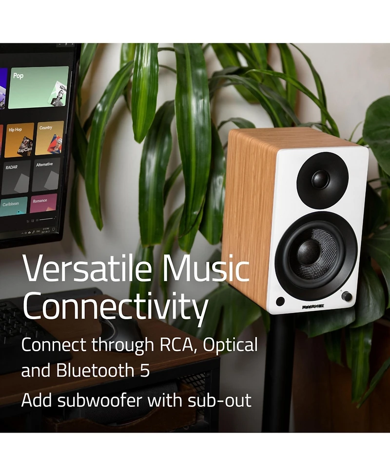 Fluance Ai41 Lucky Bamboo Powered 2.0 Stereo Bookshelf Speakers with 5" Drivers, 90W Amplifier for Turntable, Tv, Pc and Bluetooth 5 High Den