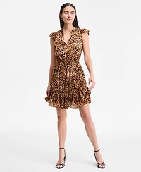 I.n.c. International Concepts Women's Cheetah-Print Flutter-Sleeve Dress, Exclusively at Macy's