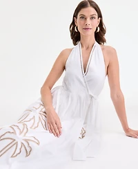 I.n.c. International Concepts Women's Palm Eyelet Halter Dress, Exclusively at Macy's