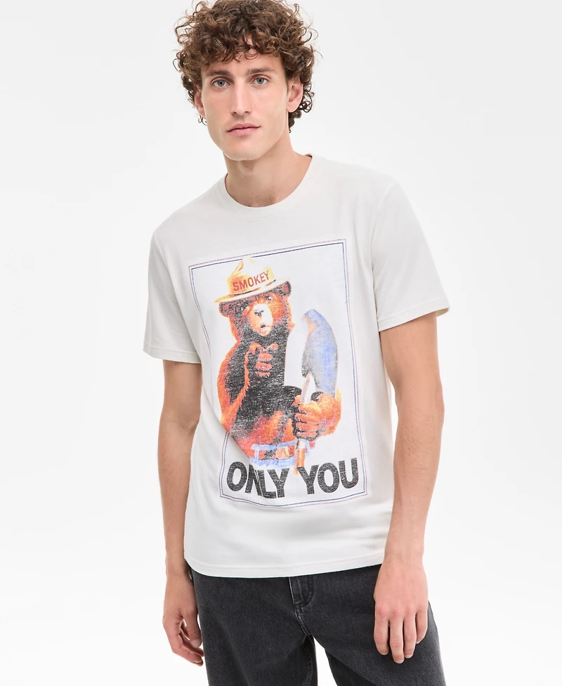 Sun + Stone Men's Short Sleeve Smokey The Bear Graphic T-Shirt, Exclusively at Macy's