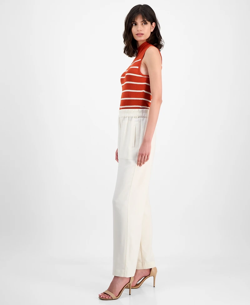 T Tahari Women's Pull-On High-Rise Wide-Leg Pants