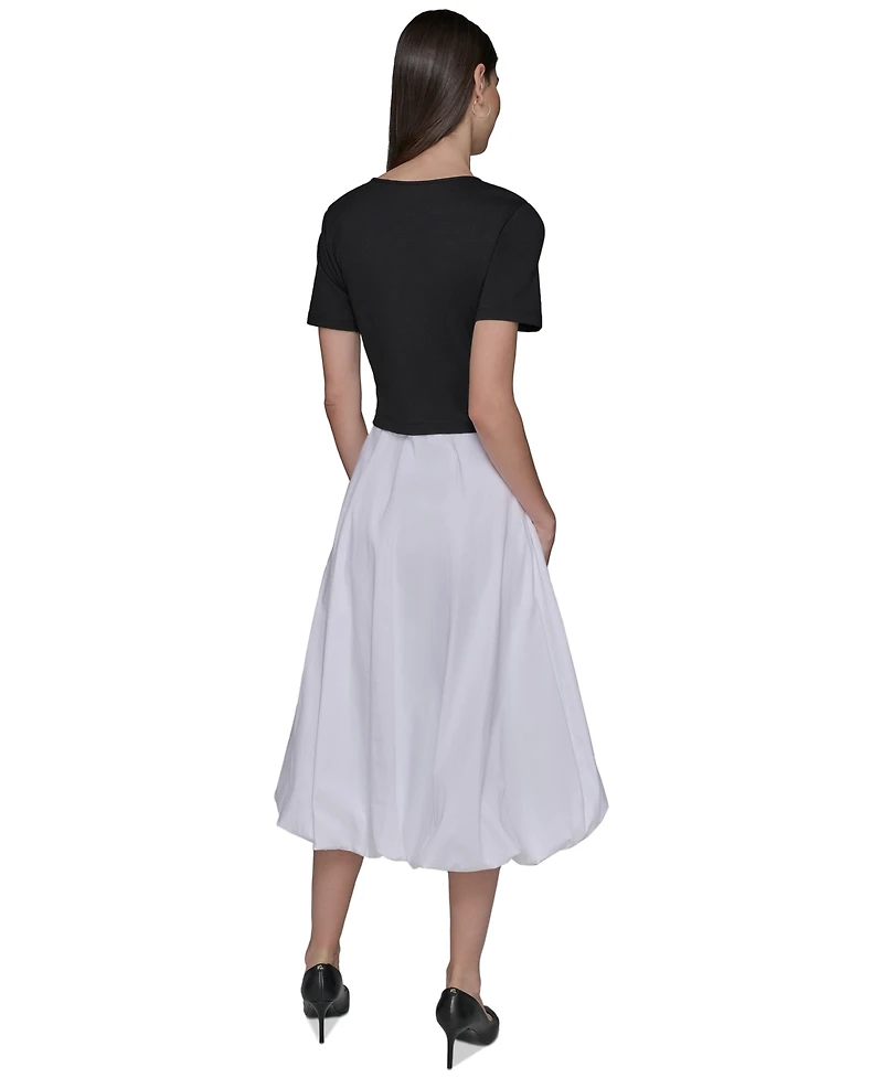 Karl Lagerfeld Paris Women's Bubble Skirt Midi Dress