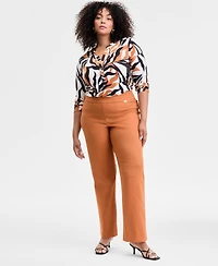 I.n.c. International Concepts Plus Mid-Rise Pull-On Straight-Leg Pants, Created for Macy's