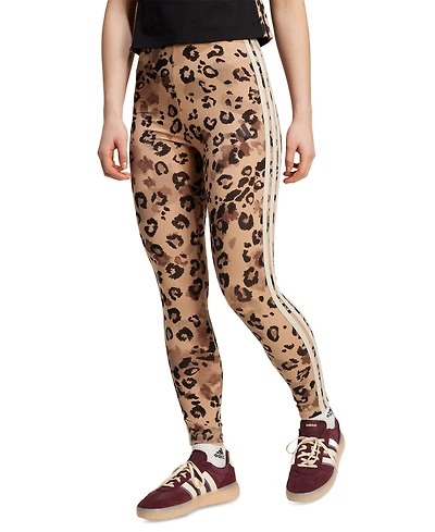 adidas Women's Leopard-Print Cotton-Blend High-Rise Leggings