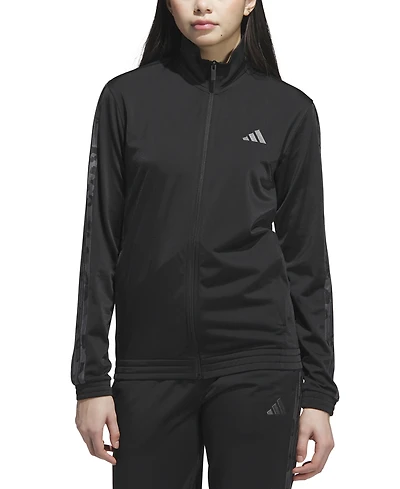 adidas Women's Animal-Print Stripe Tricot Track Jacket