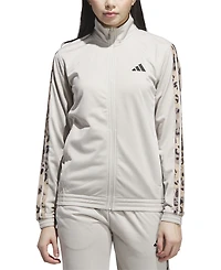 adidas Women's Animal-Print Stripe Tricot Track Jacket