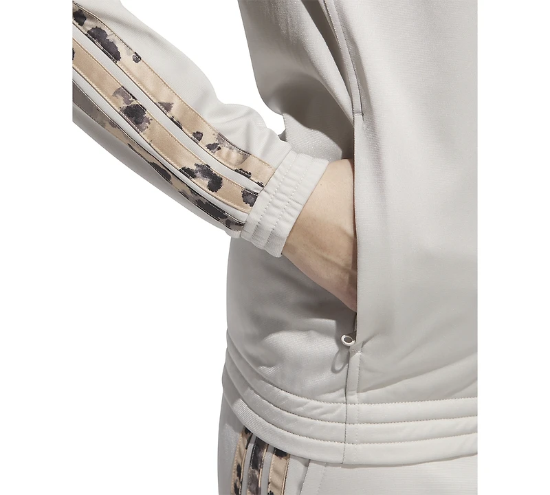 adidas Women's Animal-Print Stripe Tricot Track Jacket