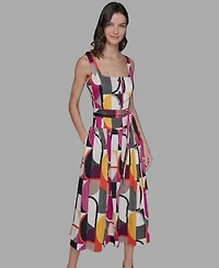 Karl Lagerfeld Paris Petite Abstract-Print Midi Dress