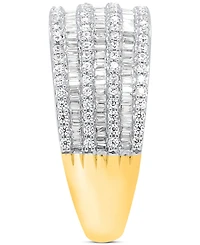 Diamond Round & Baguette Multirow Statement Ring (1 ct. t.w.) Sterling Silver