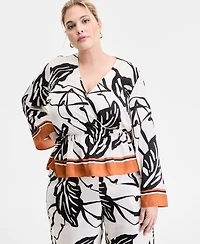 I.n.c. International Concepts Plus Printed Peplum Top, Exclusively at Macy's