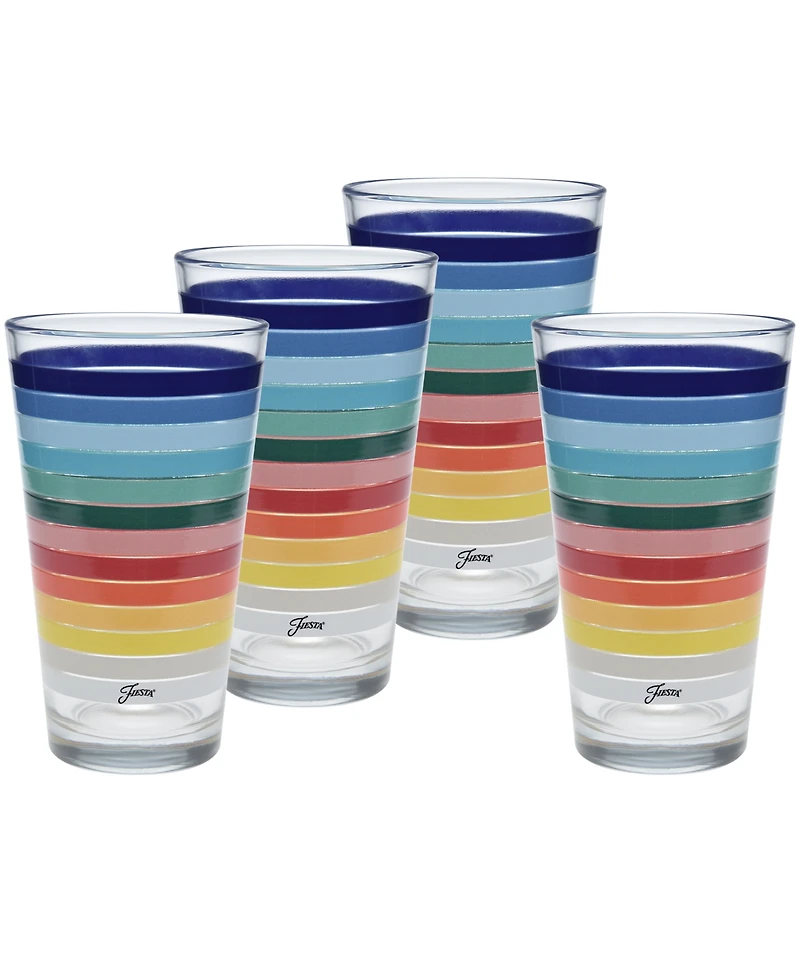 Fiesta All Colors Stripes Tapered Cooler Glasses, Set of 4