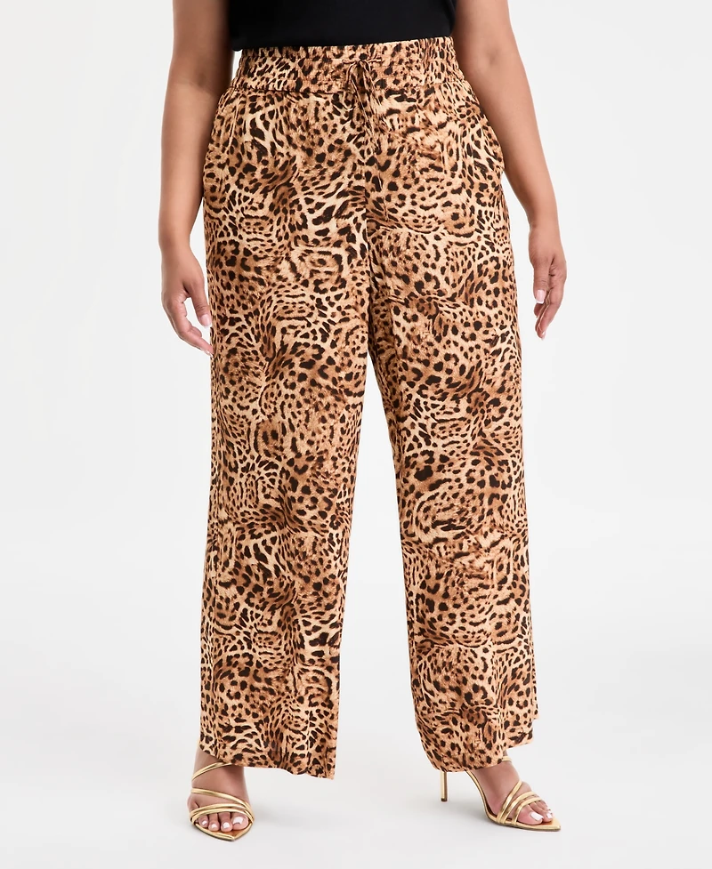 I.n.c. International Concepts Plus Cheetah Printed High-Rise Pants, Exclusively at Macy's
