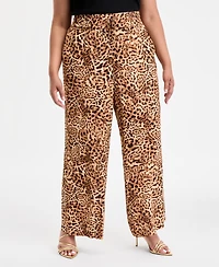 I.n.c. International Concepts Plus Cheetah Printed High-Rise Pants, Exclusively at Macy's