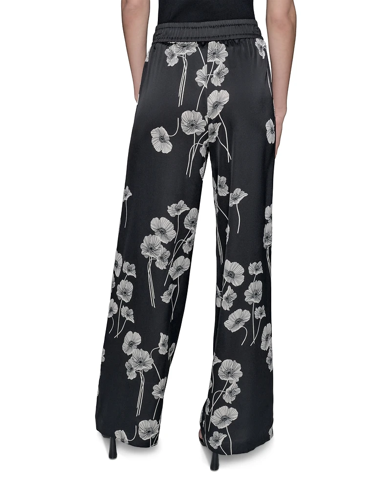 Karl Lagerfeld Paris Women's Floral-Print Drawstring Pants