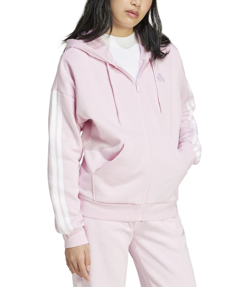 adidas Women's 3-Stripe Fleece Full Zip Hoodie