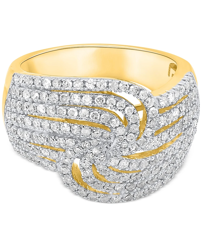 Diamond Multirow Swirl Statement Ring (1 ct. t.w.) Sterling Silver