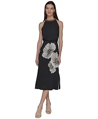 Karl Lagerfeld Paris Women's Halter-Neck Midi Dress