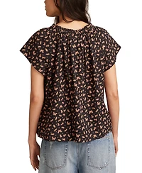 Lucky Brand Floral Short Sleeve Peasant Top