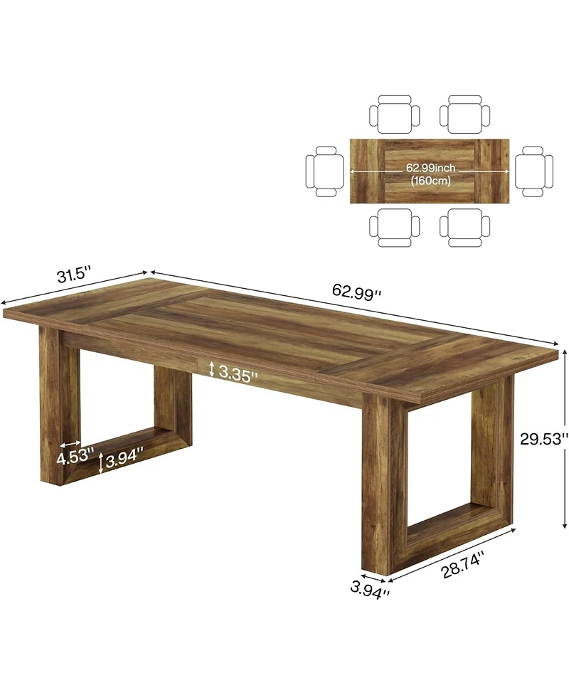 Tribesigns Conference Table, 5 ft Meeting Room Table with Solid Wooden Base, Large