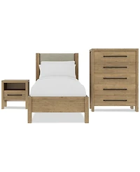 Davie 3-Pc. Twin Set (Upholstered Bed, Chest & 1-Drawer Nightstand)