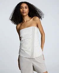 Kenneth Cole Women's Strapless Fitted Side-Pleat Top