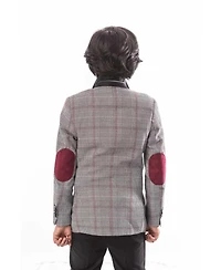 Elie Balleh Big Boys Grey Slim Fit Plaid Suit