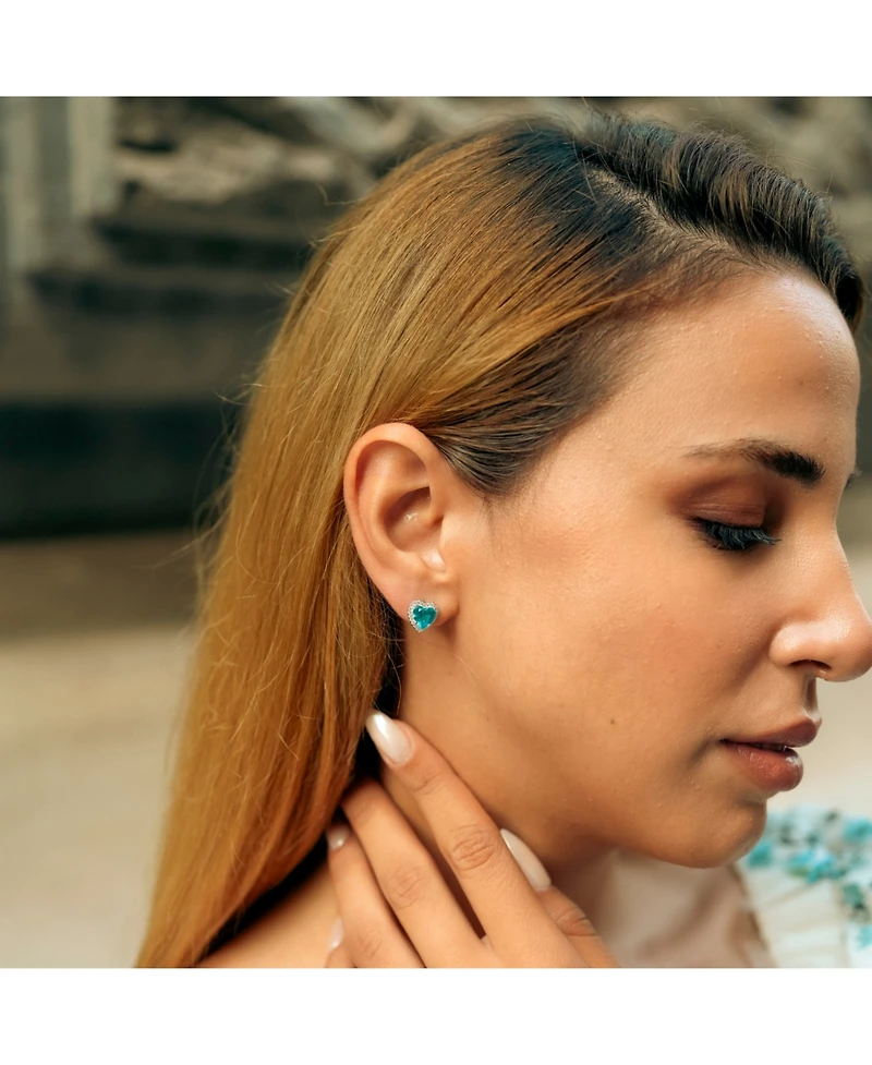 Spero London Heart Of Ocean Blue Sterling Silver Stud Earrings