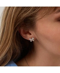 Spero London Bowtie Sterling Silver Zirconia Stud Earring