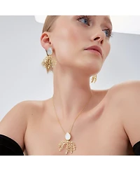 Spero London Mother Of Pearl Olive Branch Sterling Silver Earring