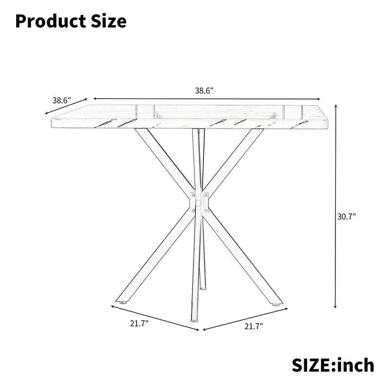 Streamdale Furniture Streamdale Modern Square Dining Table (4-6 Person) for Kitchen/Dining Room/Office