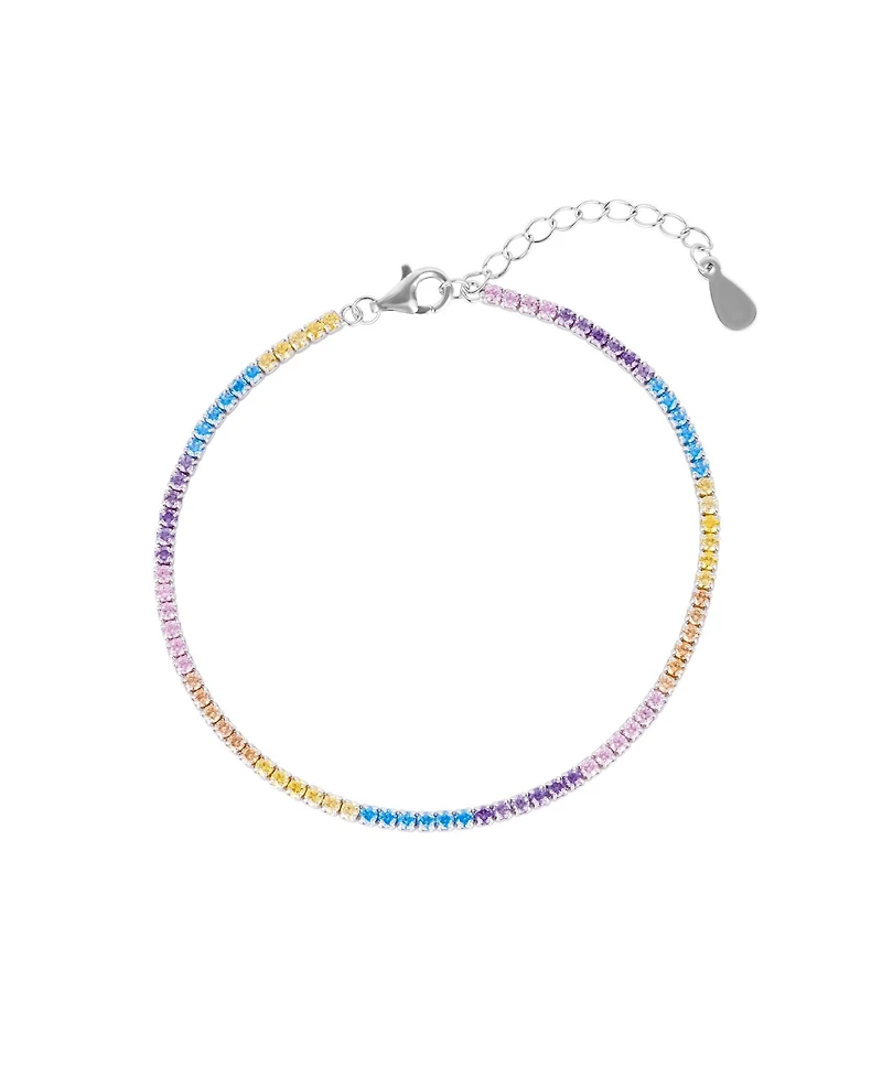 Spero London Pastel Color Colourful Sterling Silver Tennis Bracelet