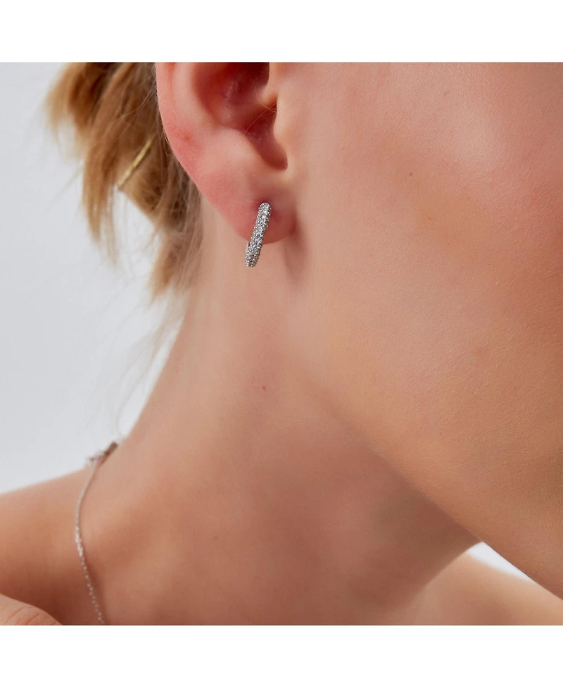 Spero London Pave Sterling Silver Hoop Earrings
