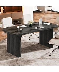 Tribesigns Modern Executive Office Desk, 62-Inch Large Wood Computer Aesthetic Workstations with Double Pedestal
