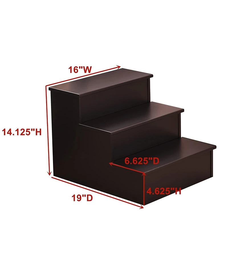 Kings Brand Furniture Darien 3 Step Wood Step Stool for Adults or Kids, Dog Stairs