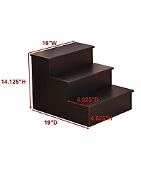 Kings Brand Furniture Darien 3 Step Wood Step Stool for Adults or Kids, Dog Stairs