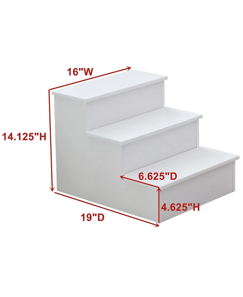 Kings Brand Furniture Darien 3 Step Wood Step Stool for Adults or Kids, Dog Stairs