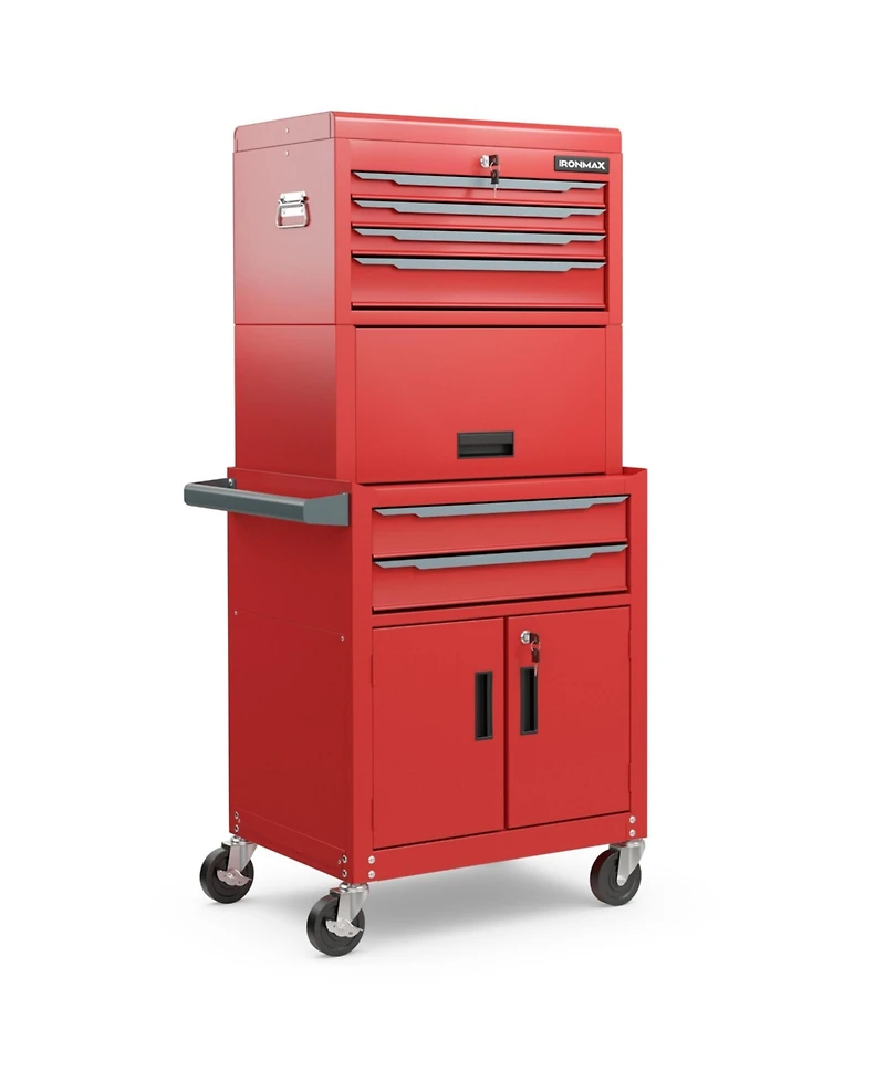3-in-1 6-Drawer Rolling Tool Chest Storage Cabinet with Universal Wheels and Hooks