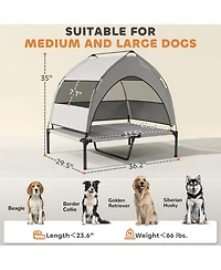 PawHut Elevated Dog Bed, Portable Raised Pet Bed with Canopy, Bag