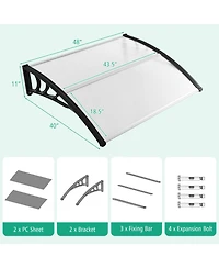 48 x 40 Inch Outdoor Front Door Window Awning Door Canopy Exterior-Black