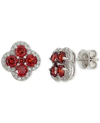 Macy's Garnet (3-1/4 ct. t.w.) & White Topaz (1/3 ct. t.w.) Stud Earrings in Sterling Silver