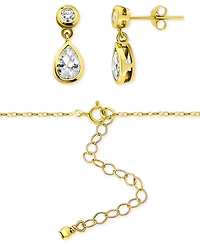 Giani Bernini 2-Pc. Set Cubic Zirconia Pear & Round Pendant Necklace & Drop Earrings in Sterling Silver, Exclusively at Macy's