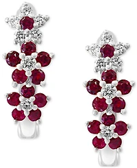 Lali Jewels Ruby (1/3 ct. t.w.) & Diamond (1/8 Extra-Small Hoop Earrings 14k Yellow Gold, 0.15" (Also Available White Gold)