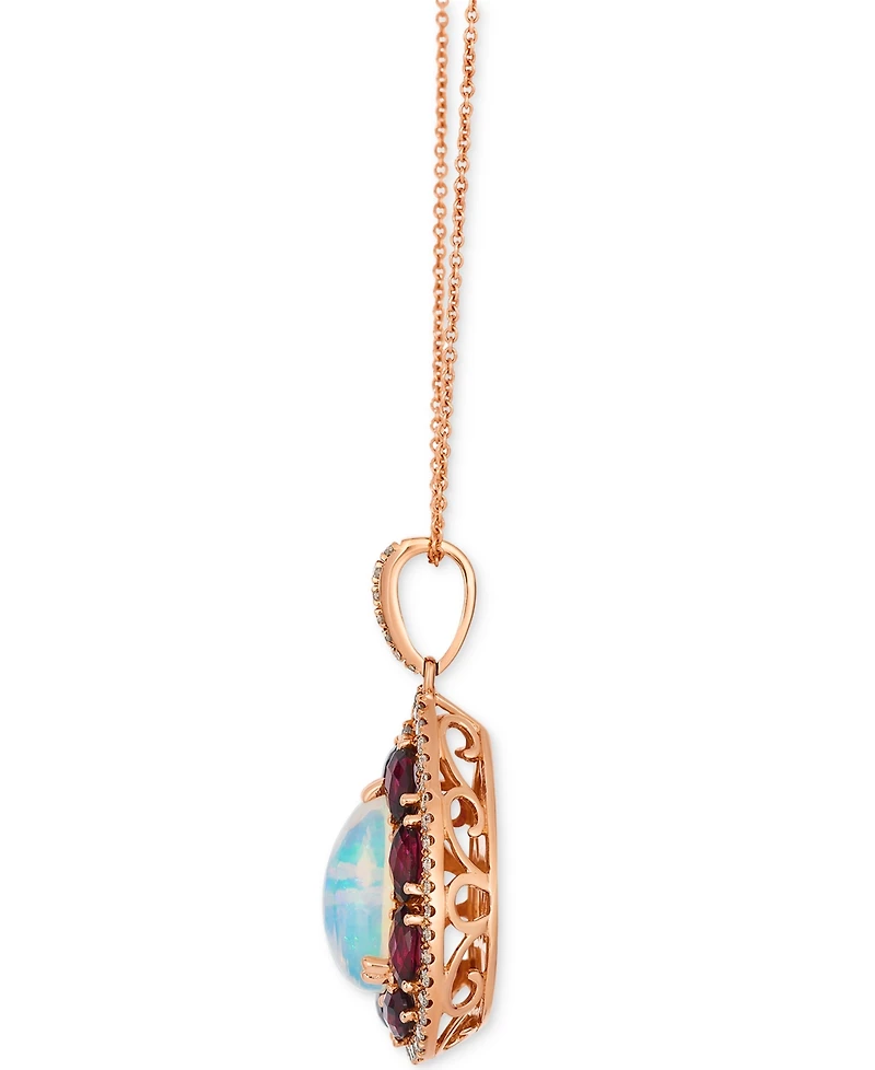 Le Vian Opal (1-1/2 ct. t.w.), Rhodolite (2-2/5 ct. t.w.) & Nude Diamond (1/2 ct. t.w.) Teardrop Pendant 20" Necklace in 14k Strawberry Gold